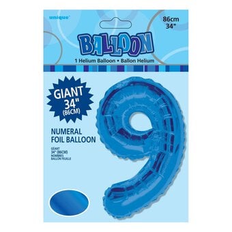 Extra Large Blue Foil 9 Balloon image number 2
