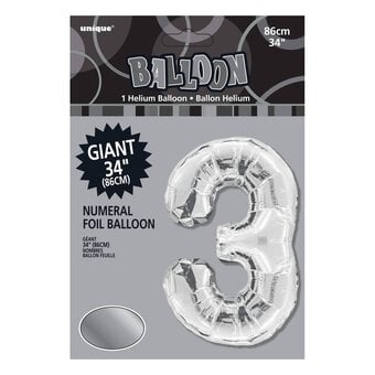 Extra Large Silver Foil 3 Balloon image number 2