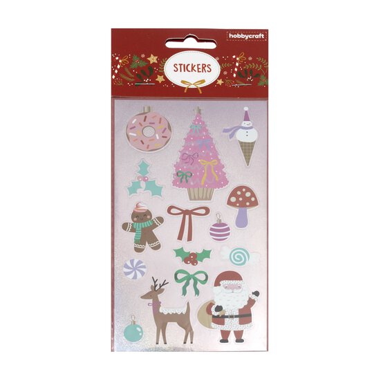 Pink Christmas Holographic Stickers image number 3