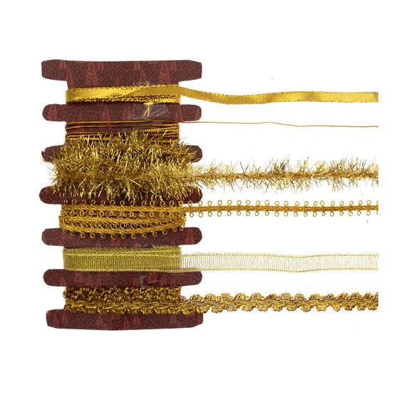 Assorted Gold Ribbons 1m 6 Pack image number 1
