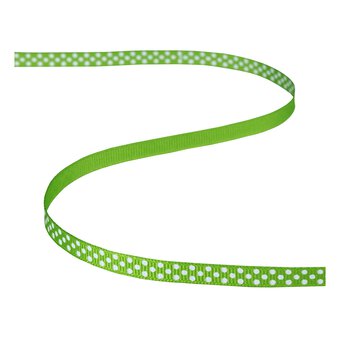Lime Grosgrain Polka Dot Ribbon 6mm x 5m