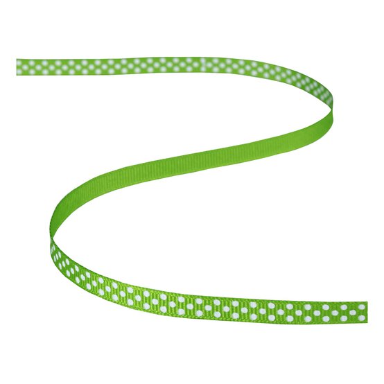 Lime Grosgrain Polka Dot Ribbon 6mm x 5m image number 2