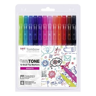 Tombow Bright Twin Tone Dual Tip Markers 12 Pack