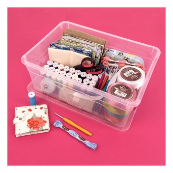 11'' Clear Plastic Craft Storage Box, Sewing Box Organizer 3