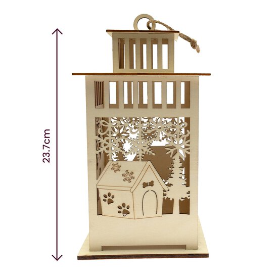 Wooden Christmas Lantern Decoration 24cm image number 3