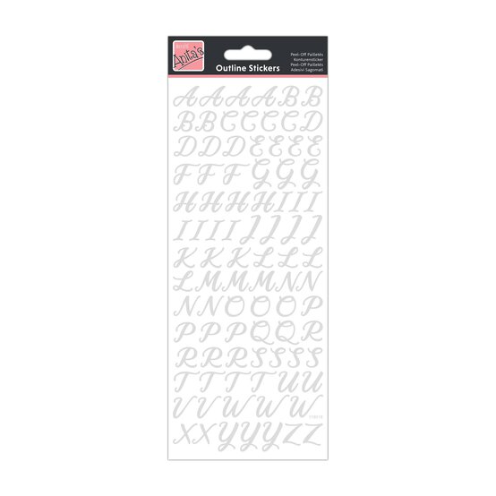 Anita's Silver Uppercase Calligraphy Alphabet Outline Stickers  image number 1