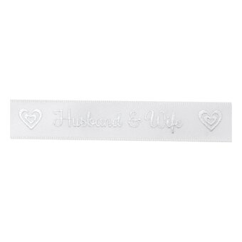 Silver Husband and Wife Satin Ribbon 15mm x 5m