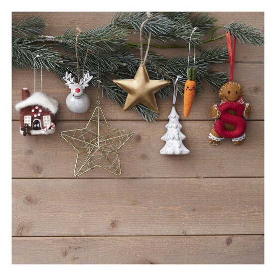 Hanging Beige Ceramic Tree Decoration 9cm  image number 2