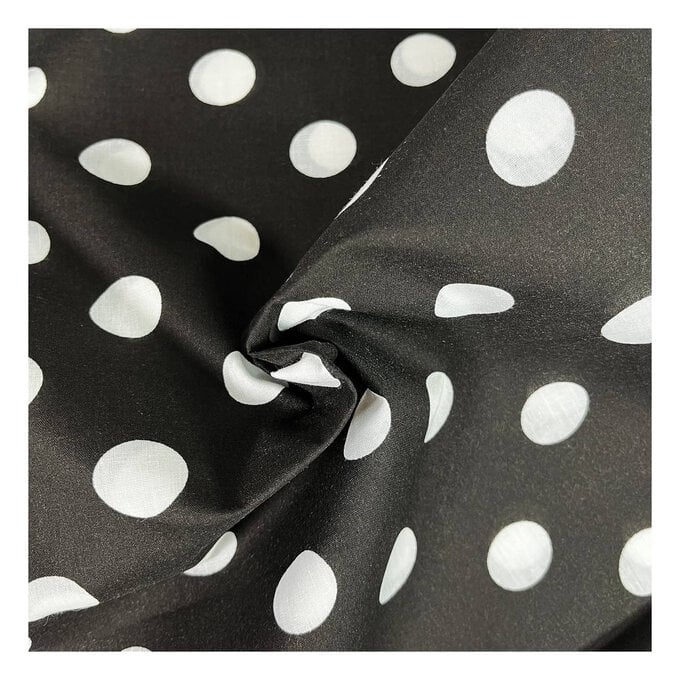 Black and White Spot Polycotton Fabric by the Metre image number 1