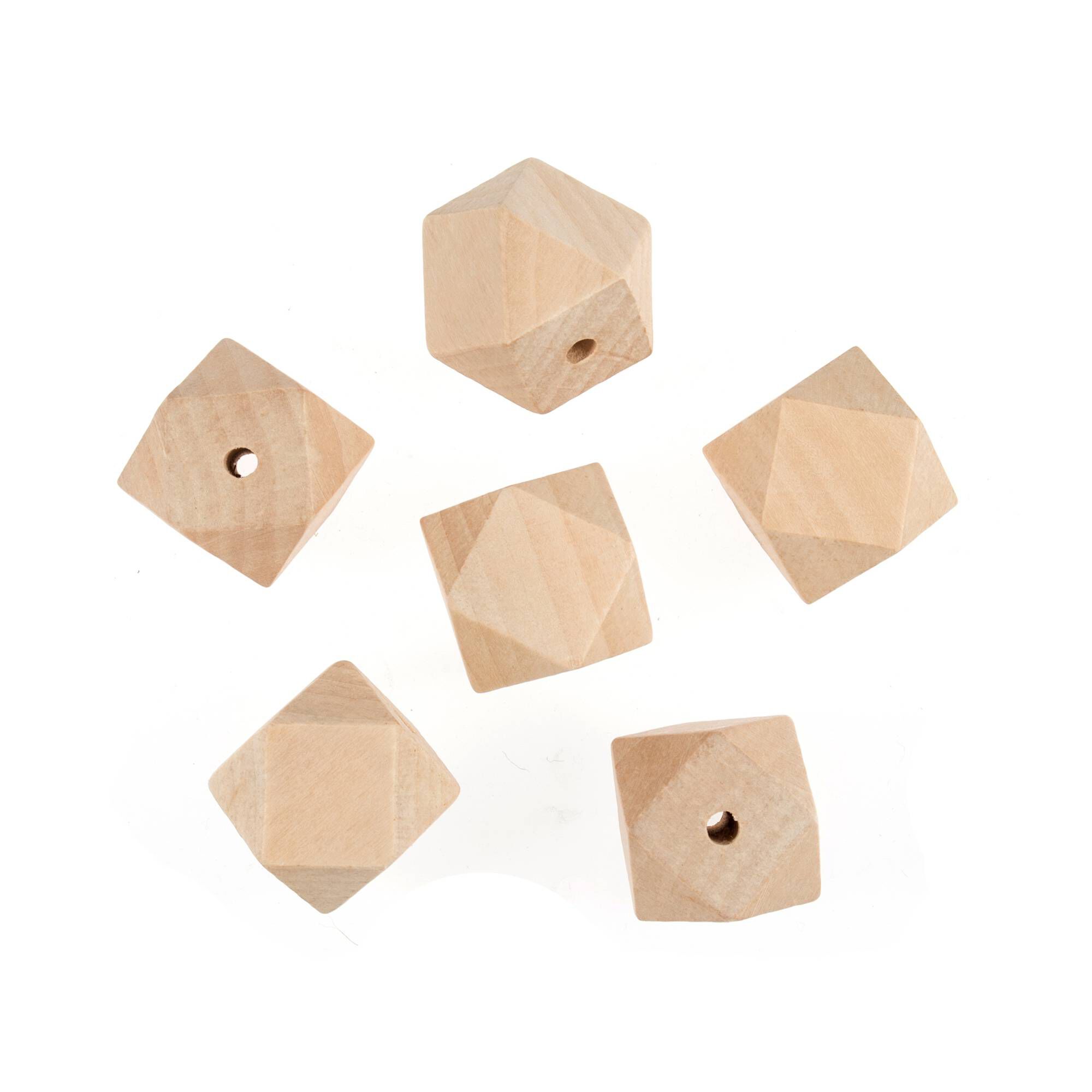 Trimits Geometric Wooden Craft Beads 30mm 6 Pack Hobbycraft