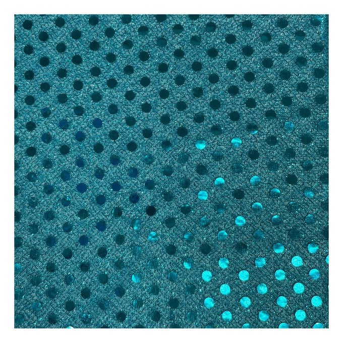 Turquoise Sequin Polyester Jersey Fabric by the Metre image number 1
