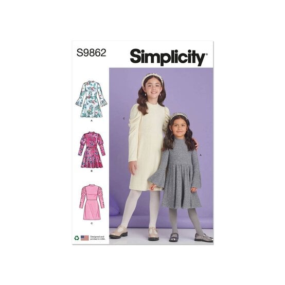 Simplicity Girls' Dresses Sewing Pattern S9862 (K5 7-14) image number 1