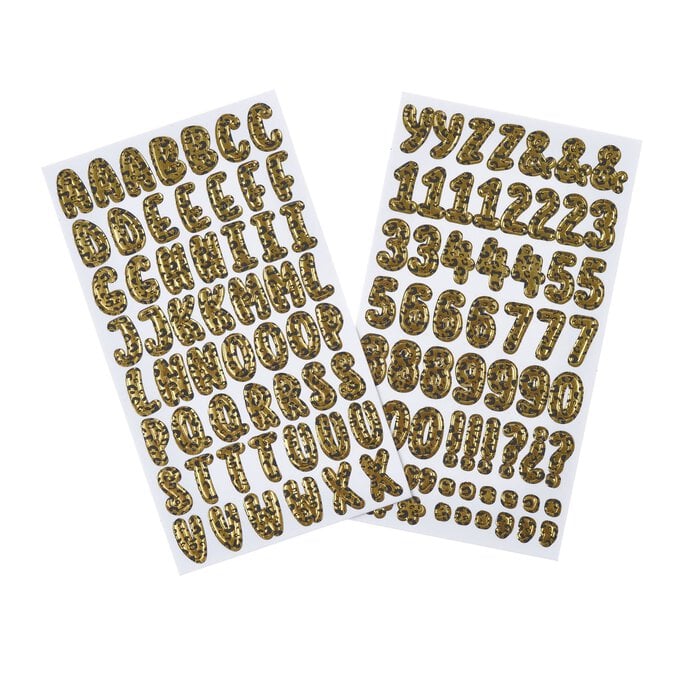 Gold Leopard Print Alphabet Chipboard Stickers 127 Pieces image number 1