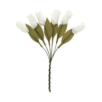 White Tulip Wired Floral Picks 12cm 6 Pack