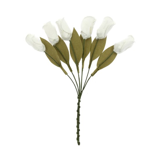 White Tulip Wired Floral Picks 12cm 6 Pack image number 1