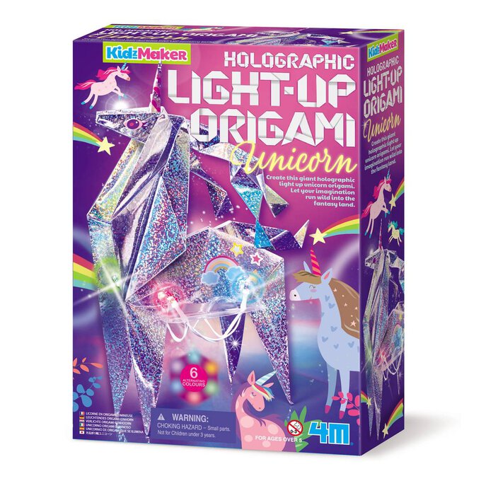 KidzMaker Holographic Light-Up Origami Unicorn image number 1
