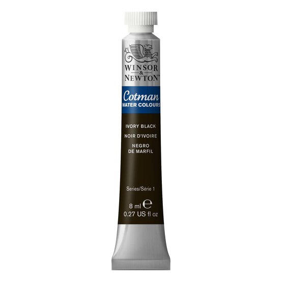 Winsor & Newton Cotman Ivory Black Watercolour Tube 8ml (331) image number 1
