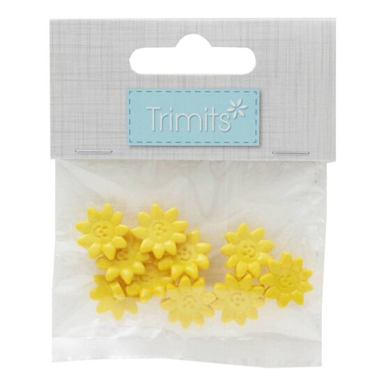 Trimits Yellow Happy Flower Craft Buttons 10 Pieces image number 2
