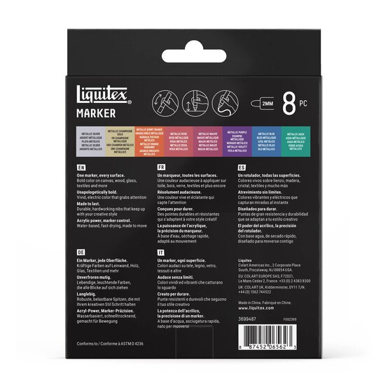 Liquitex Metallic Markers 2mm 8 Pack image number 5