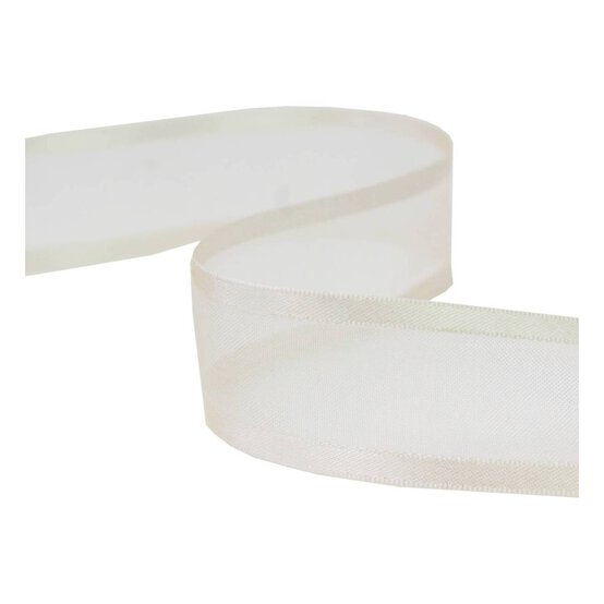 Ivory Organza Satin-Edged Ribbon 25mm x 4m image number 1