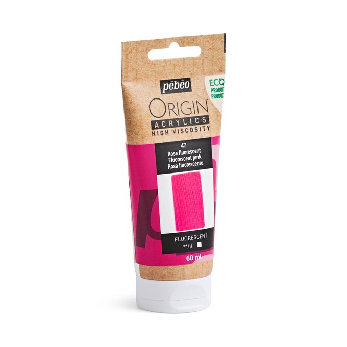 Pebeo Origin Fluorescent Pink Acrylic Paint 60ml Hobbycraft