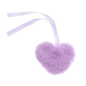 Lilac Faux Fur Heart Pom 9cm