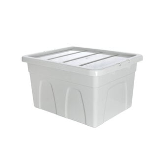 Whitefurze 32 Litre Pastel Grey Stack and Store Storage Box 
