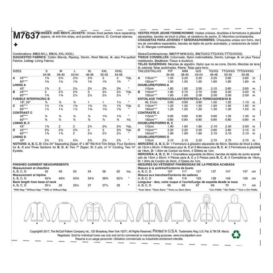 McCall’s Bomber Jacket Sewing Pattern M7637 (S-L) image number 2