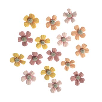 Sunny Rose Paper Flower Embellishments 16 Pieces