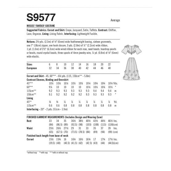 Simplicity Women's Costume   Sewing Pattern S9577 (H5 6-14) image number 2