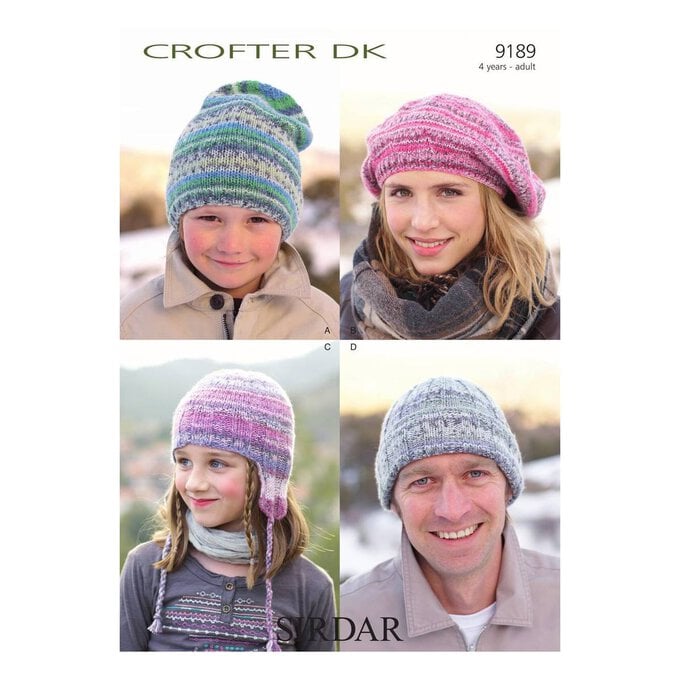 Sirdar Crofter DK Hats Digital Pattern 9189 image number 1
