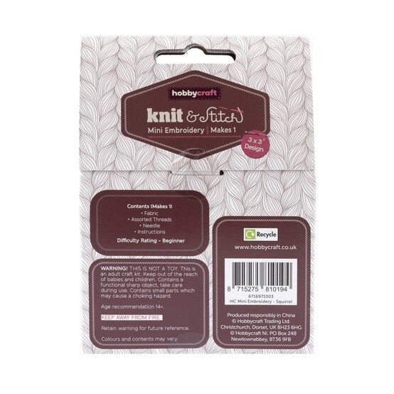 Squirrel Mini Embroidery Kit image number 5