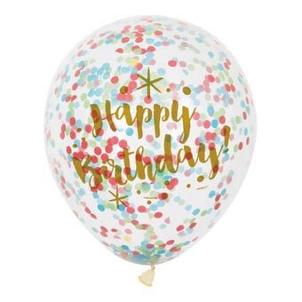 Bright Birthday Confetti Balloons 6 Pack