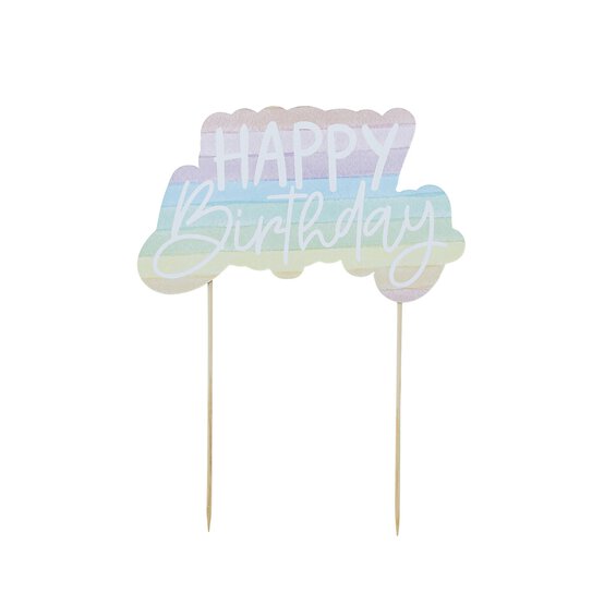 Eco Pastel Happy Birthday Cake Topper image number 3
