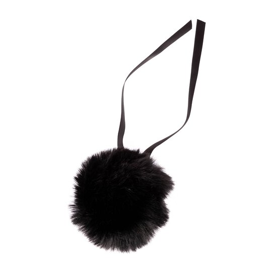 Black Faux Fur Pom Pom 11cm  image number 3