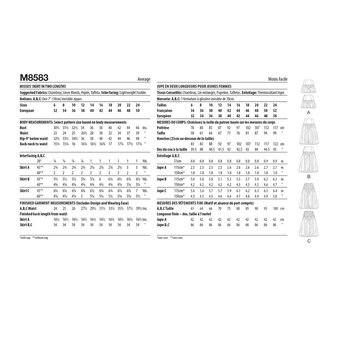 McCall's Women's Skirts Sewing Pattern M8583 (H5 6-14)
