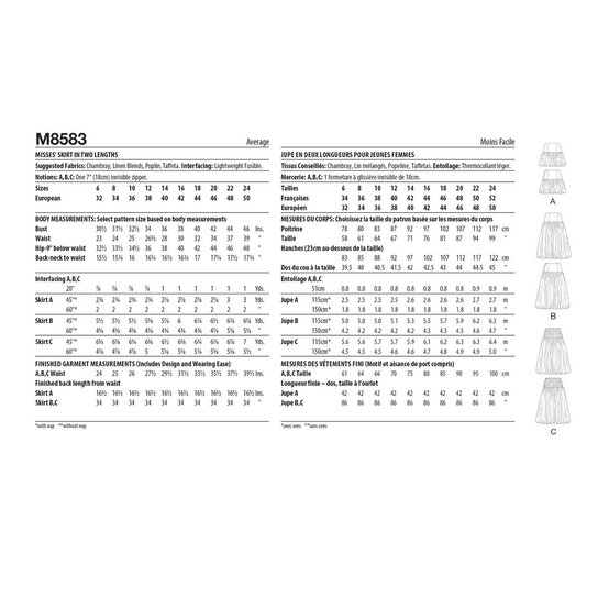 McCall's Women's Skirts Sewing Pattern M8583 (H5 6-14) image number 2