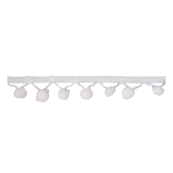 White 20mm Pom Pom Trim by the Metre image number 1
