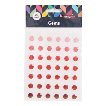 Mixed Red Adhesive Gems 10mm 42 Pack