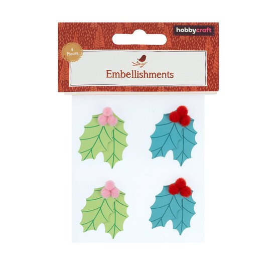 Pom Pom Holly Stickers 4 Pack image number 4