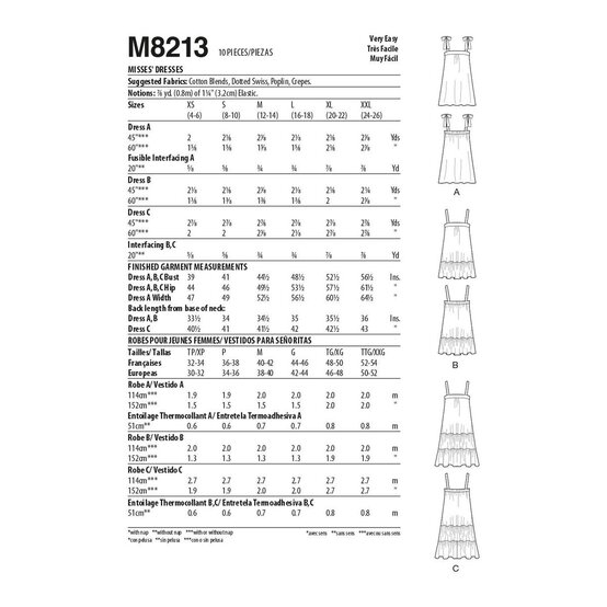 McCall's Women's Dresses Sewing Pattern M8213 (Y XS-M) image number 2