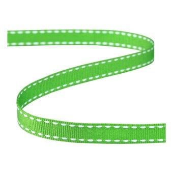 Lime Green Grosgrain Running Stitch Ribbon 9mm x 5m