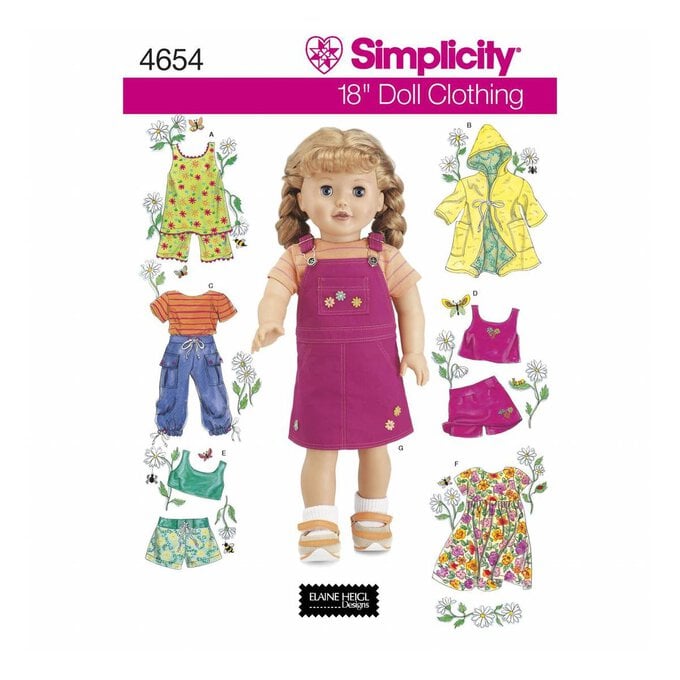 Simplicity Doll Clothing Sewing Pattern 4654 image number 1