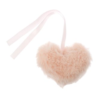 Pale Pink Faux Fur Heart Pom 9cm