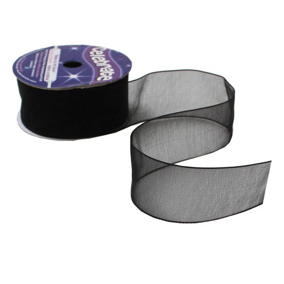 Black Organza Ribbon 25mm x 5m image number 2