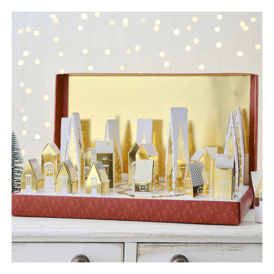 Gold Christmas Village Pop-Up Advent Calendar image number 1