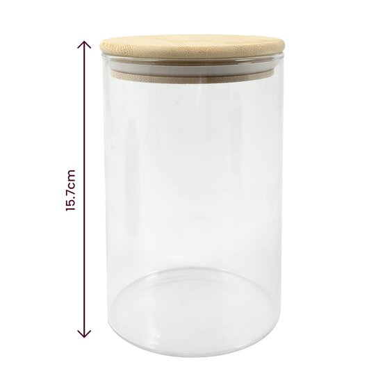 Glass Jar with Bamboo Lid 10cm x 16cm image number 4