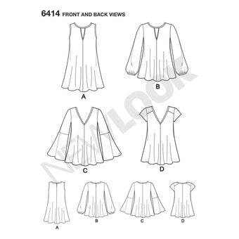 New Look Women's Tops and Tunics Sewing Pattern 6414