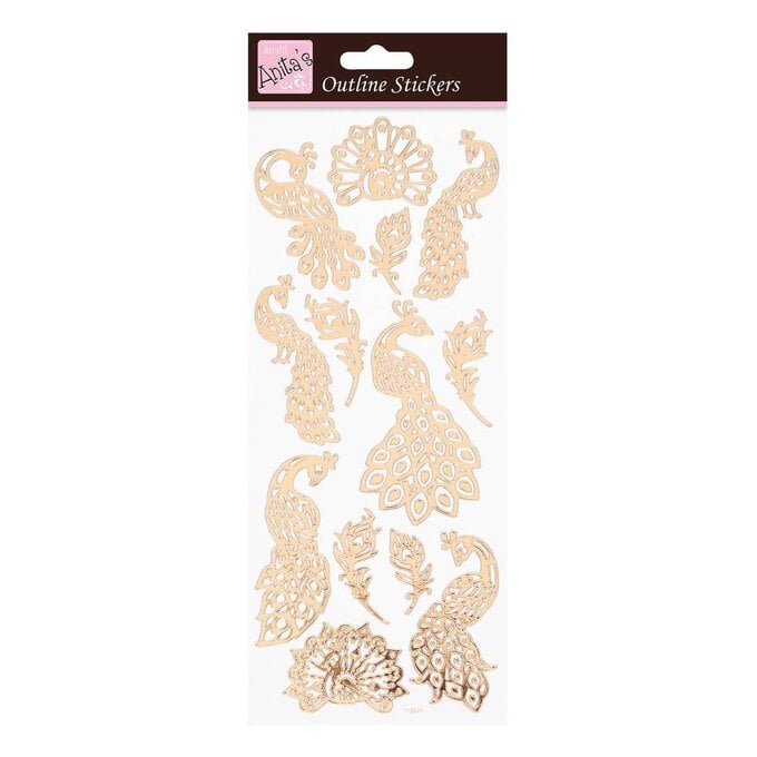 Anita's Rose Gold Peacock Outline Stickers image number 1