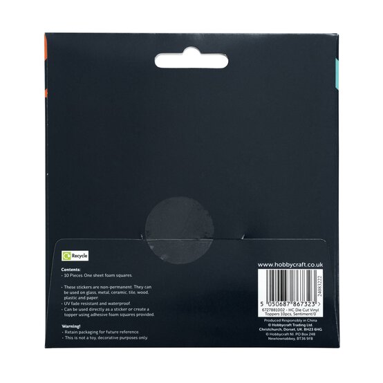 Sentiment Vinyl Sticker Toppers 10 Pieces image number 5